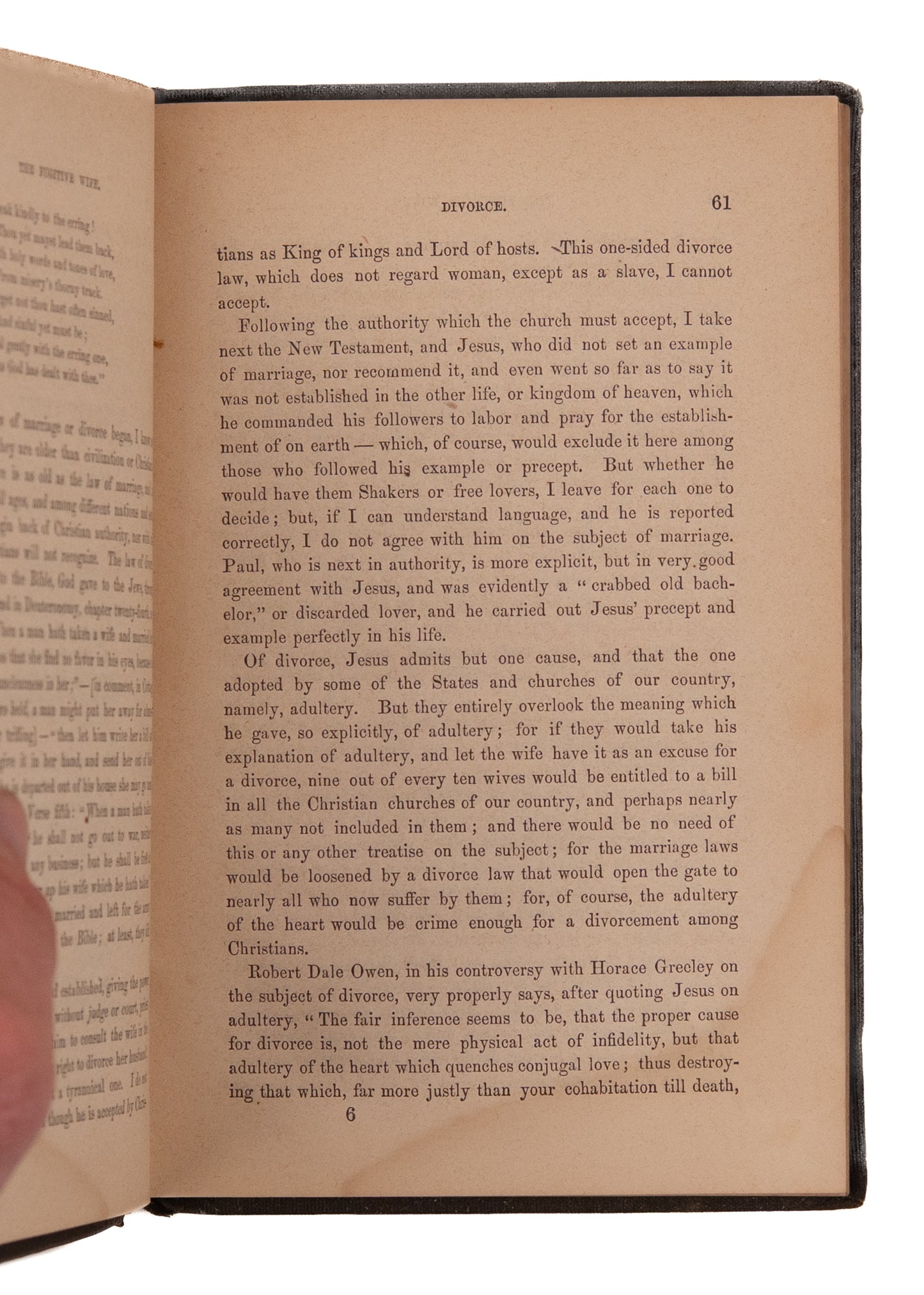 1861 THE FUGITIVE WIFE. Slave Laws Rightly Applied to Women Abused or Enslaved by Husbands.