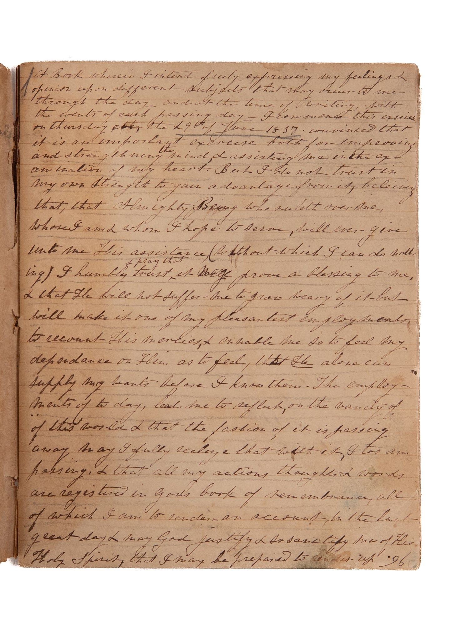 1837 PORTSMOUTH NH DIARY. Religious Revival, Syphilis, Evil of Drink, Cigars, and Novels, &c.