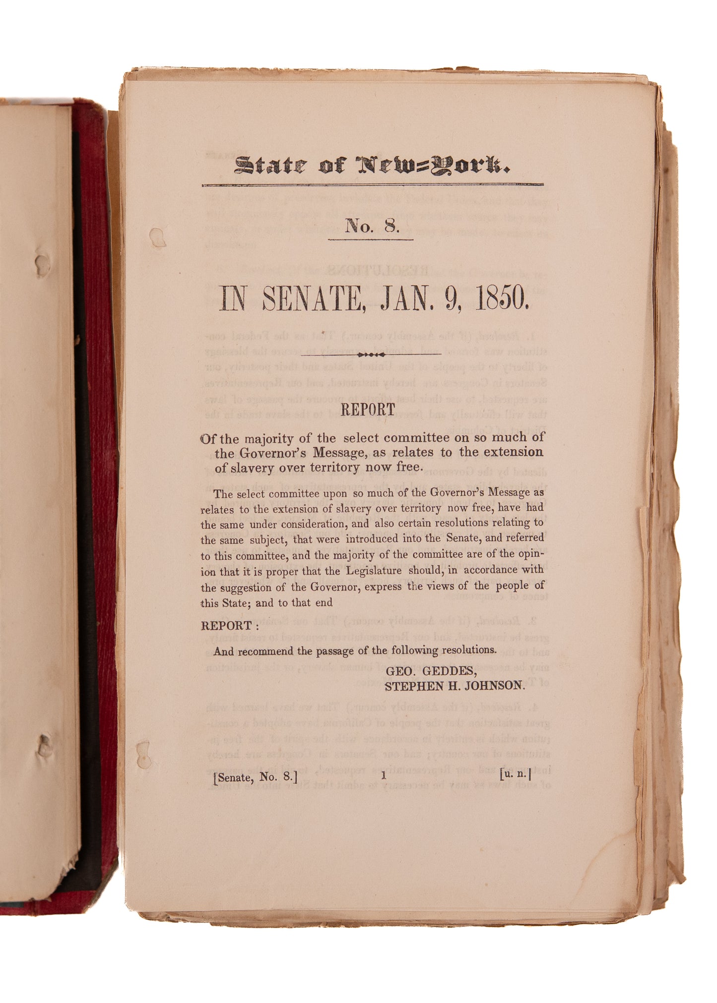 1850 NEW YORK. Nearly 100 Senate Reports on Slavery, Shakers, Sing Sing Prison Reform, &c.