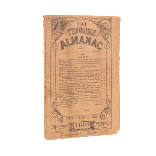 1862 SLAVERY & CIVIL WAR. The Anti-Slavery Tribune Almanac with Excellent Content.