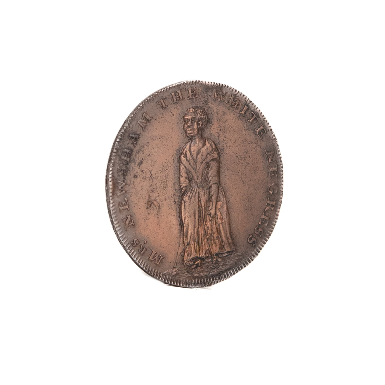 1795 THE WHITE NEGRESS. Rare Halfpenny "House of Curiosities" Token to See Albino Black Woman in London