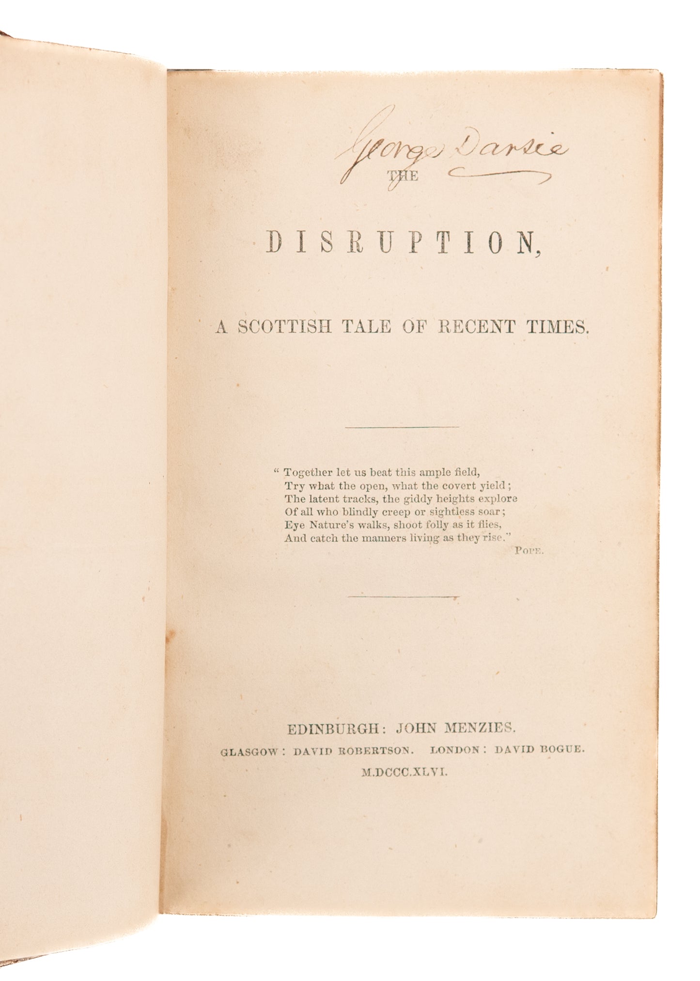 1846 SCOTTISH PRESBYTERIAN. Rare Satirical Novel on the Great Disruption - Chalmers, M'Cheyne, &c.