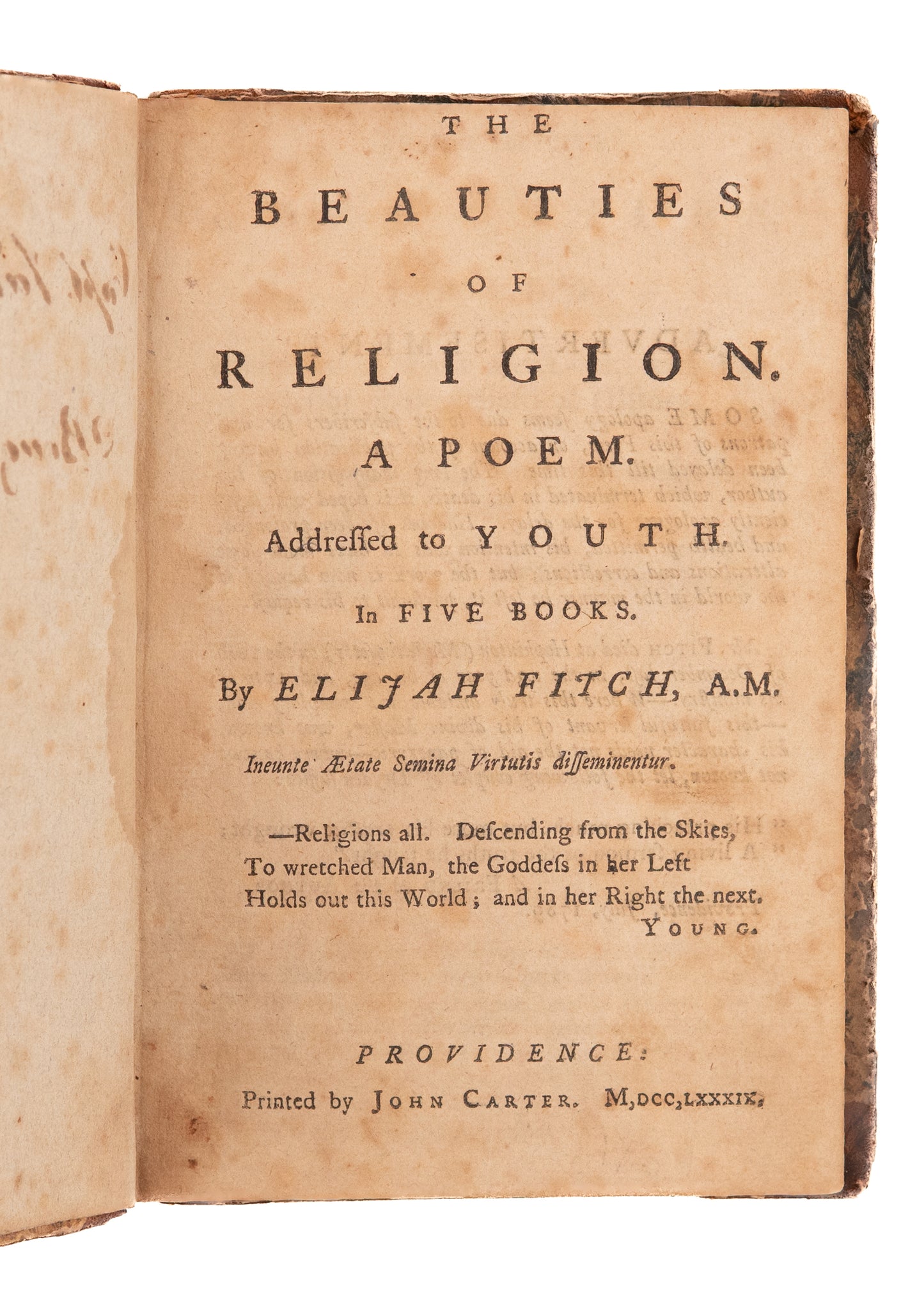 1789 ELIJAH FITCH. On the Goodness & Religious Limits of the Material. Revolutionary War Provenance