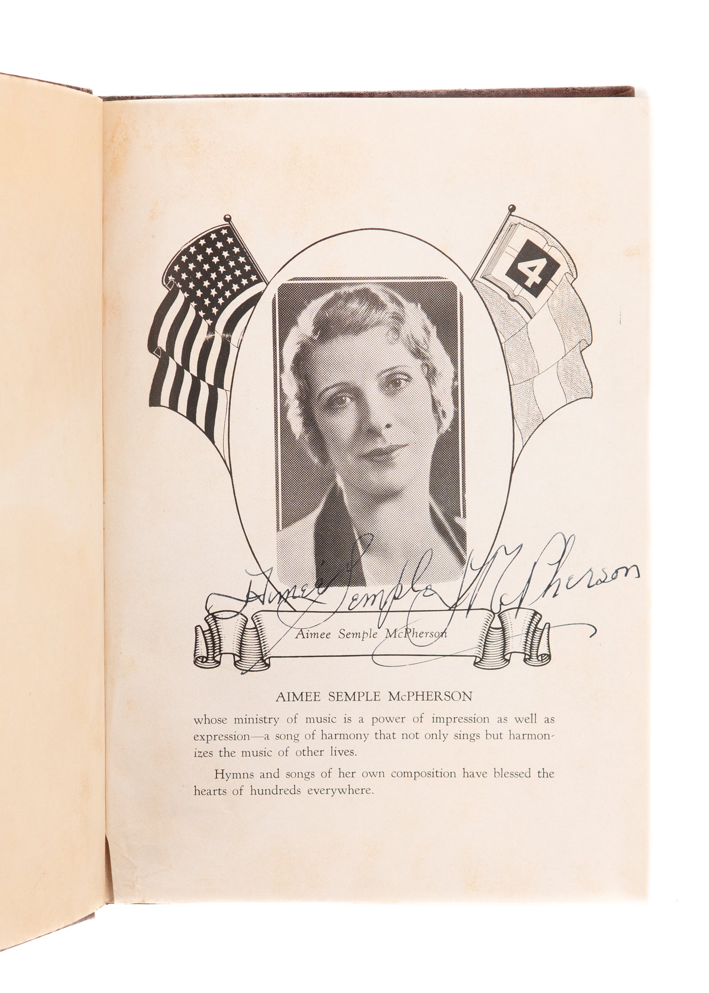 1940 AIMEE SEMPLE McPHERSON. The Foursquare Hymnal - Beautifully Autographed by the Evangelist Herself.