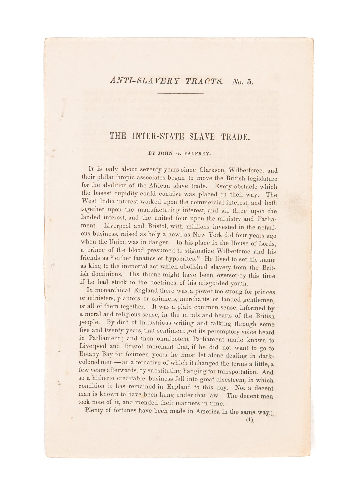 1855 ANTI-SLAVERY. American "Bred" Slaves No Better than Those Kidnapped from Africa.