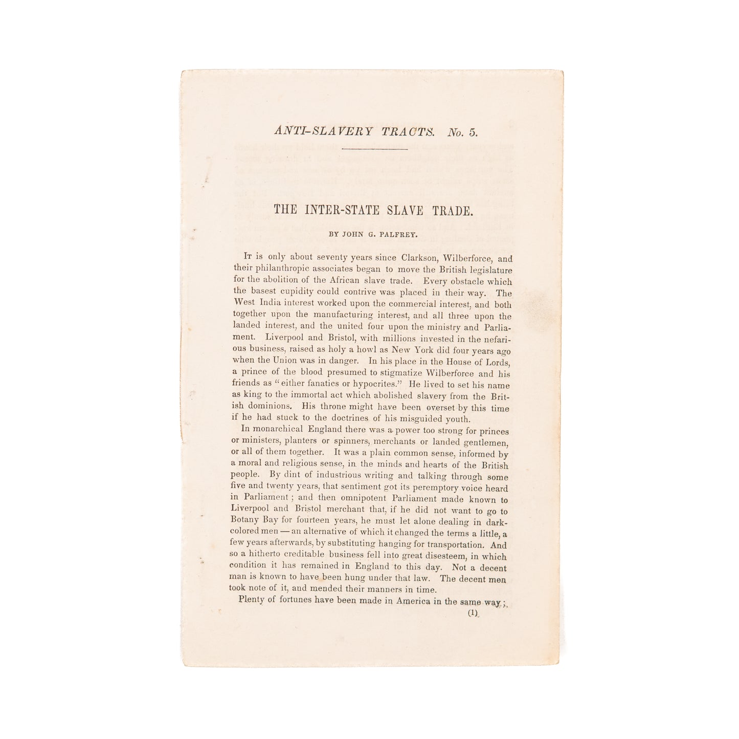 1855 ANTI-SLAVERY. American "Bred" Slaves No Better than Those Kidnapped from Africa.