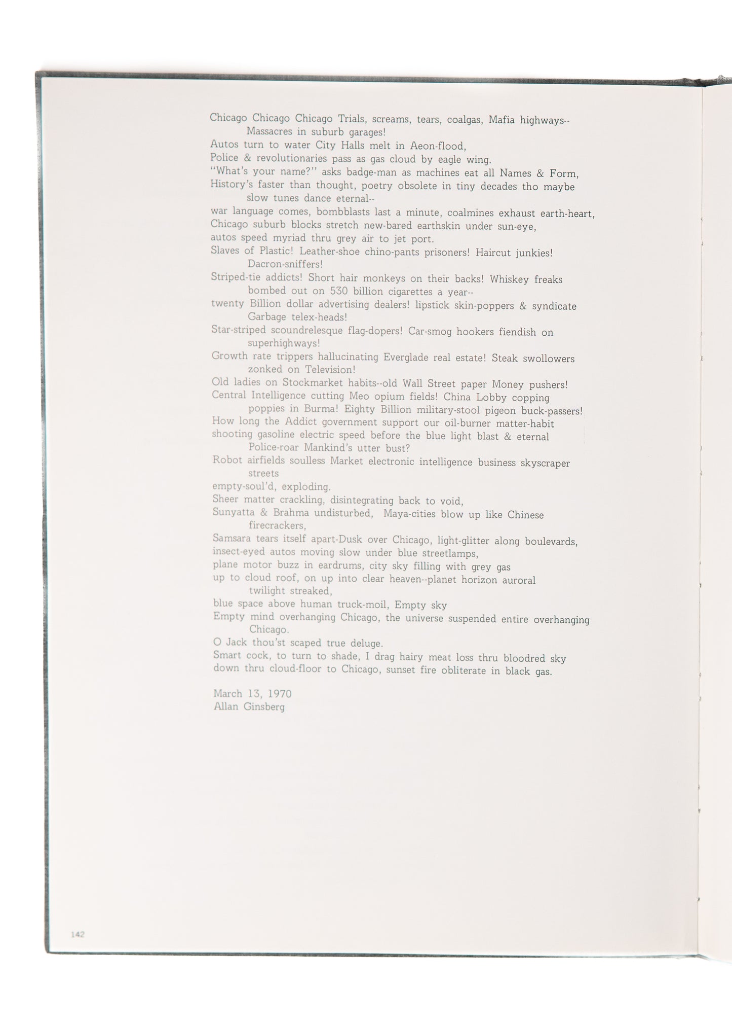 1970 ALLEN GINSBERG. Manuscript Letter with Revisions of Famous Poem, "Friday the Thirteenth."