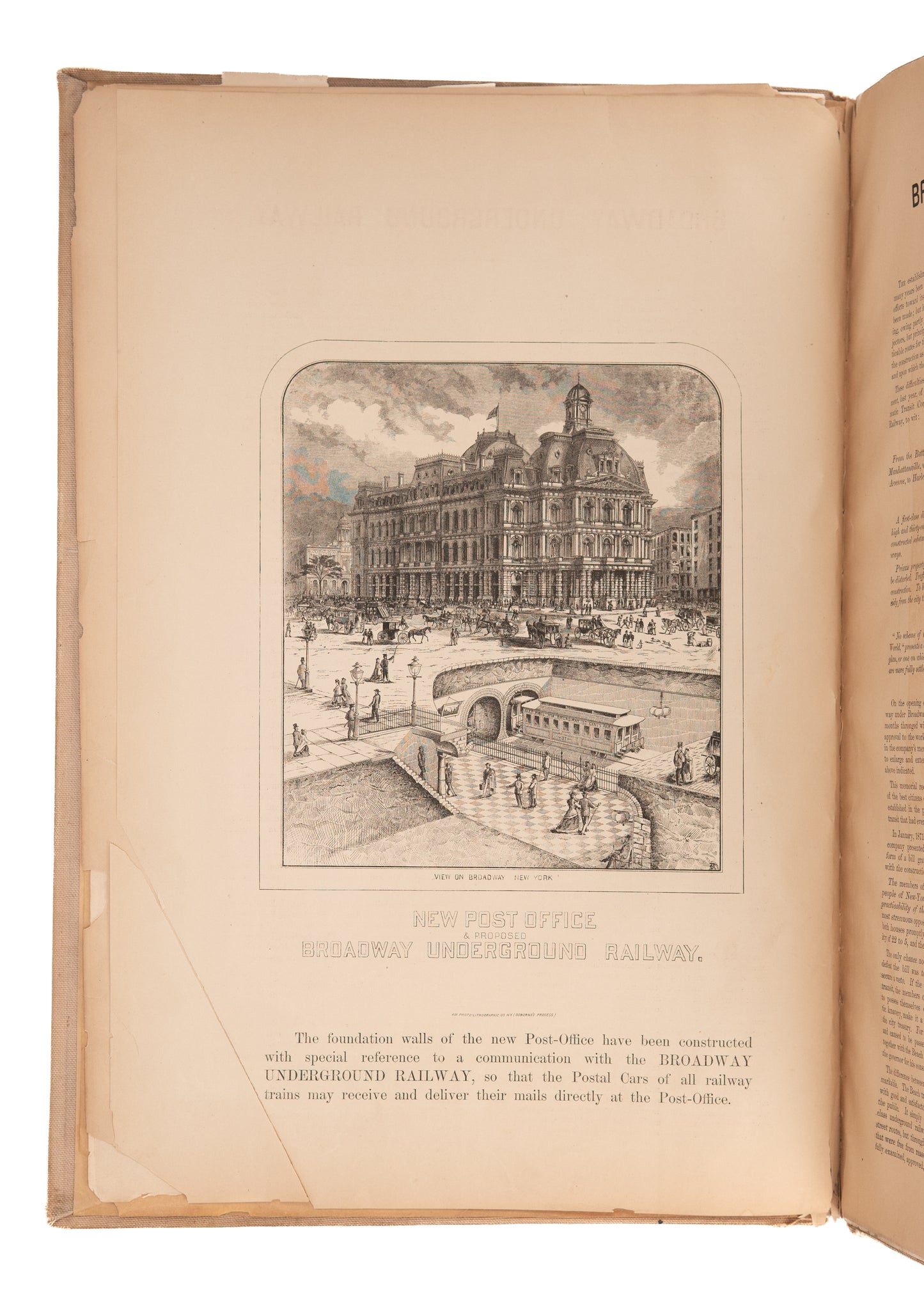 1872 NEW YORK SUBWAY. Rare Prospectus for First New York Underground w/ 8 Hand-Colored Plates.