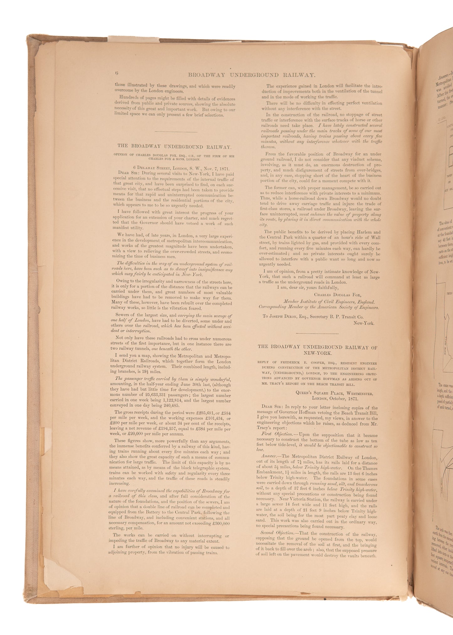 1872 NEW YORK SUBWAY. Rare Prospectus for First New York Underground w/ 8 Hand-Colored Plates.