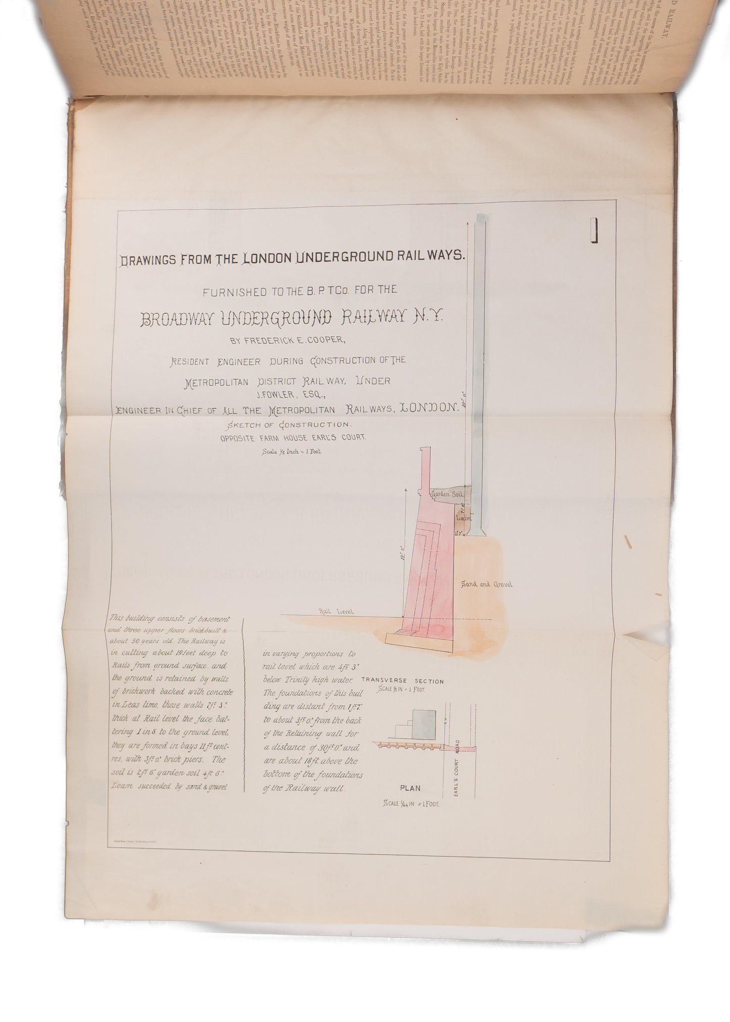 1872 NEW YORK SUBWAY. Rare Prospectus for First New York Underground w/ 8 Hand-Colored Plates.