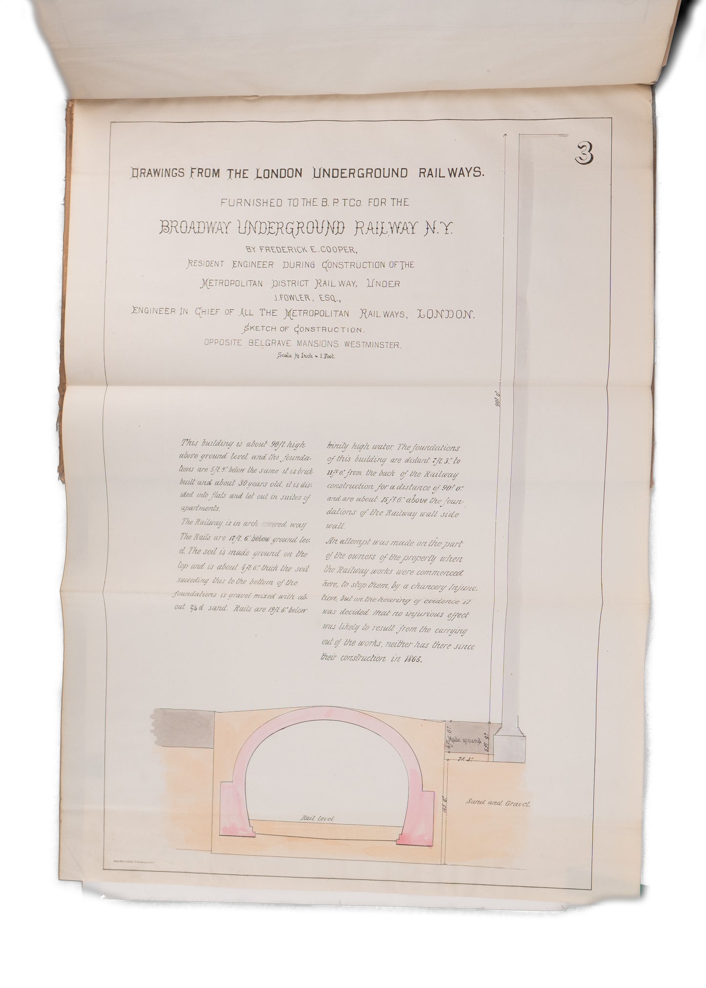 1872 NEW YORK SUBWAY. Rare Prospectus for First New York Underground w/ 8 Hand-Colored Plates.