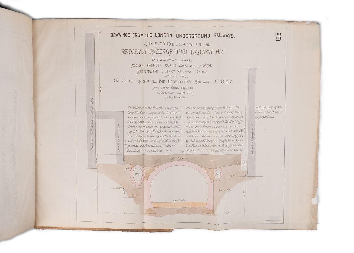 1872 NEW YORK SUBWAY. Rare Prospectus for First New York Underground w/ 8 Hand-Colored Plates.