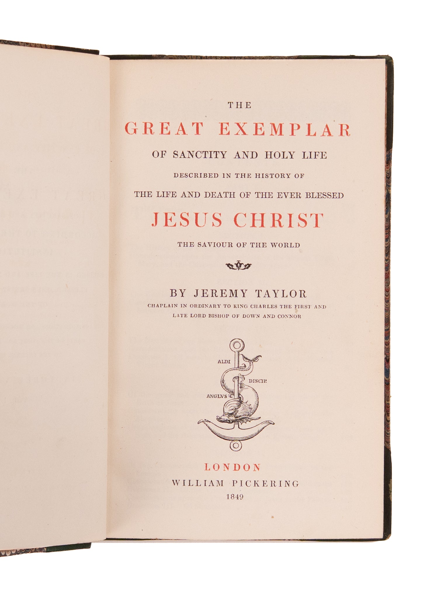 1849 JEREMY TAYLOR. The Great Example. The Life and Death of Jesus Christ. Charming Leather Set.