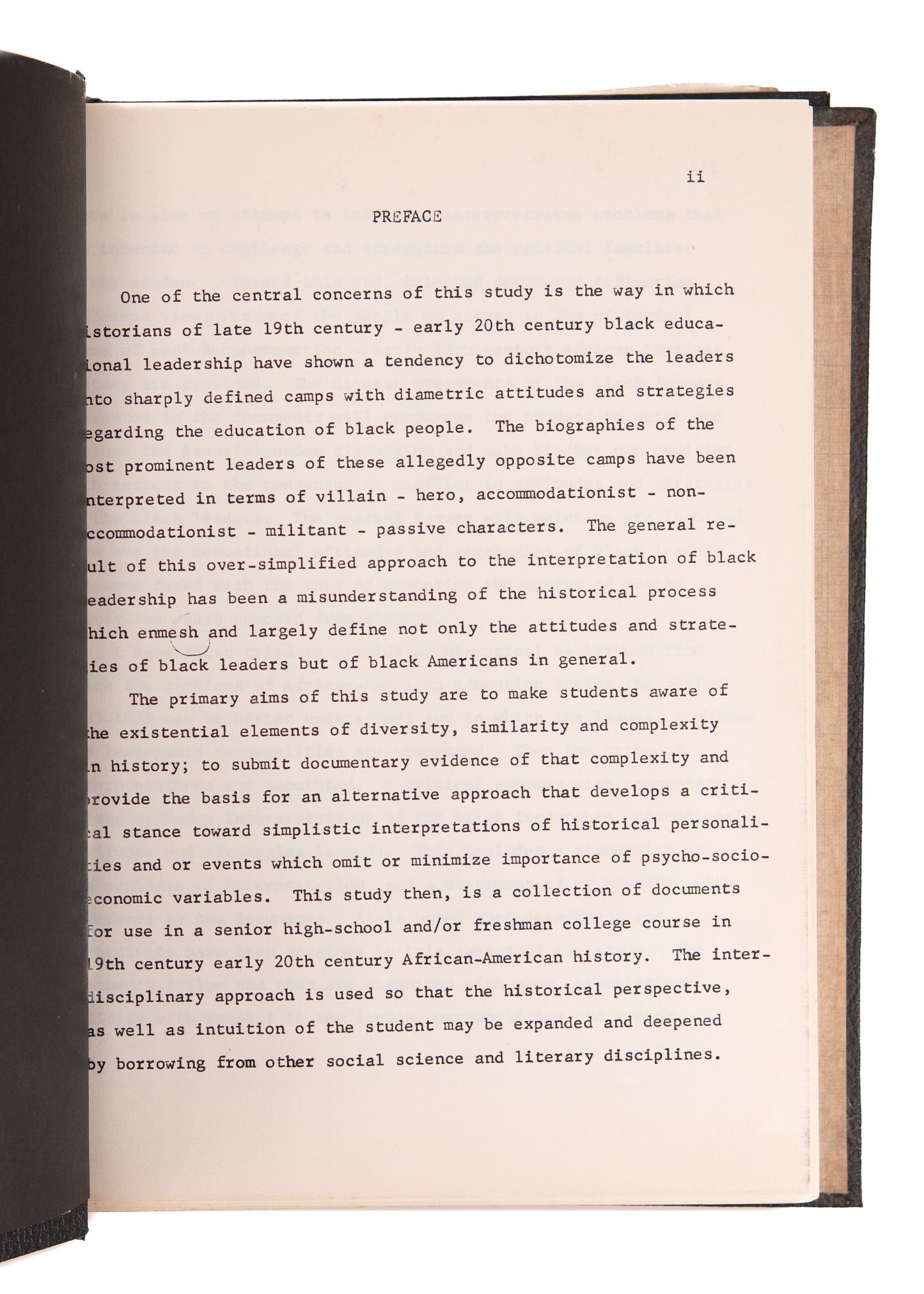 1975 BLACK EDUCATION IN RECONSTRUCTION. Unpublished Typescript on Booker T. Washington, DuBois, Frederick Douglass &c.