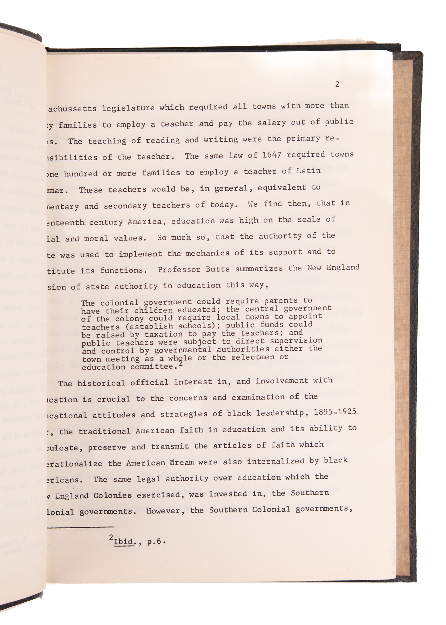 1975 BLACK EDUCATION IN RECONSTRUCTION. Unpublished Typescript on Booker T. Washington, DuBois, Frederick Douglass &c.