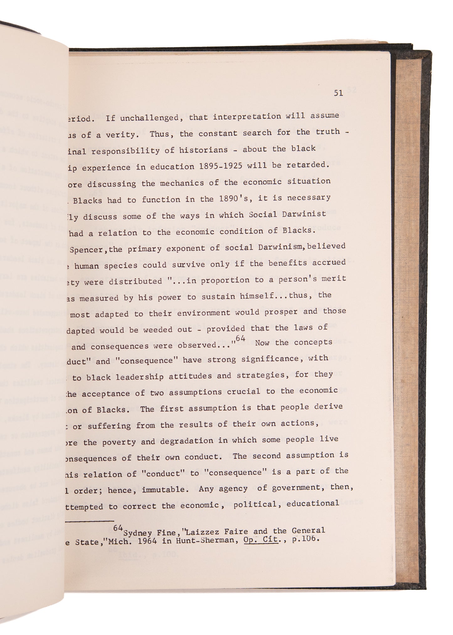 1975 BLACK EDUCATION IN RECONSTRUCTION. Unpublished Typescript on Booker T. Washington, DuBois, Frederick Douglass &c.