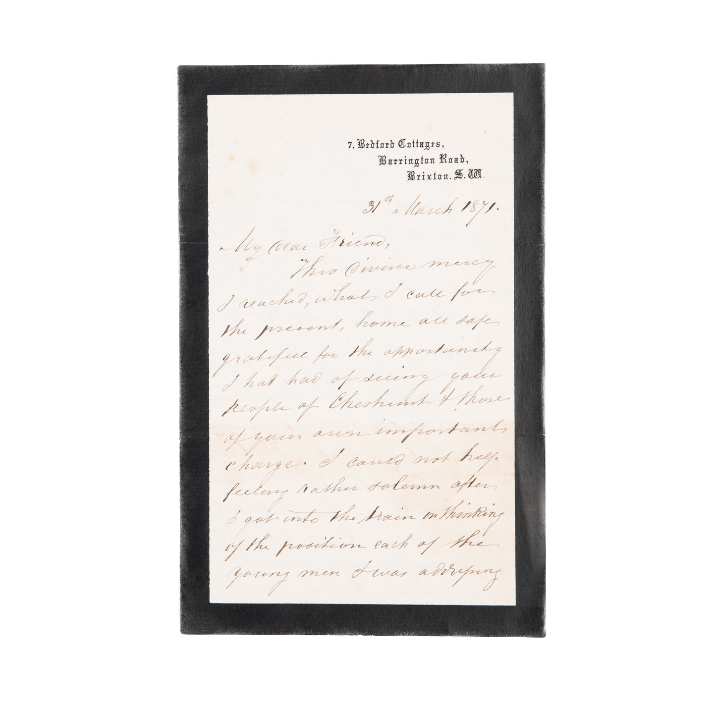 1871 ROBERT MOFFAT. 3pp Autograph Letter on Solemn Responsibility of the Ministry.