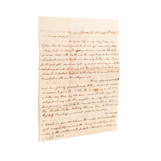 1855 INDIANA PROHIBITION. Rare Letter Celebrating 1855 Indiana Prohibition. Close the Grog Shops!