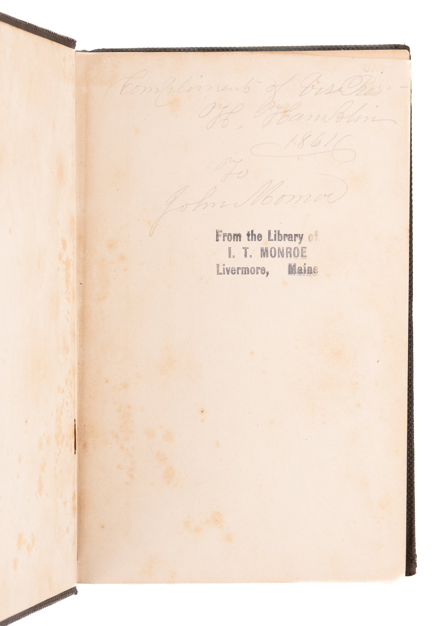 1860 JOHN BROWN. Invasion at Harper's Ferry. Signed Hannibal Hamlin, Abraham Lincoln Vice President.