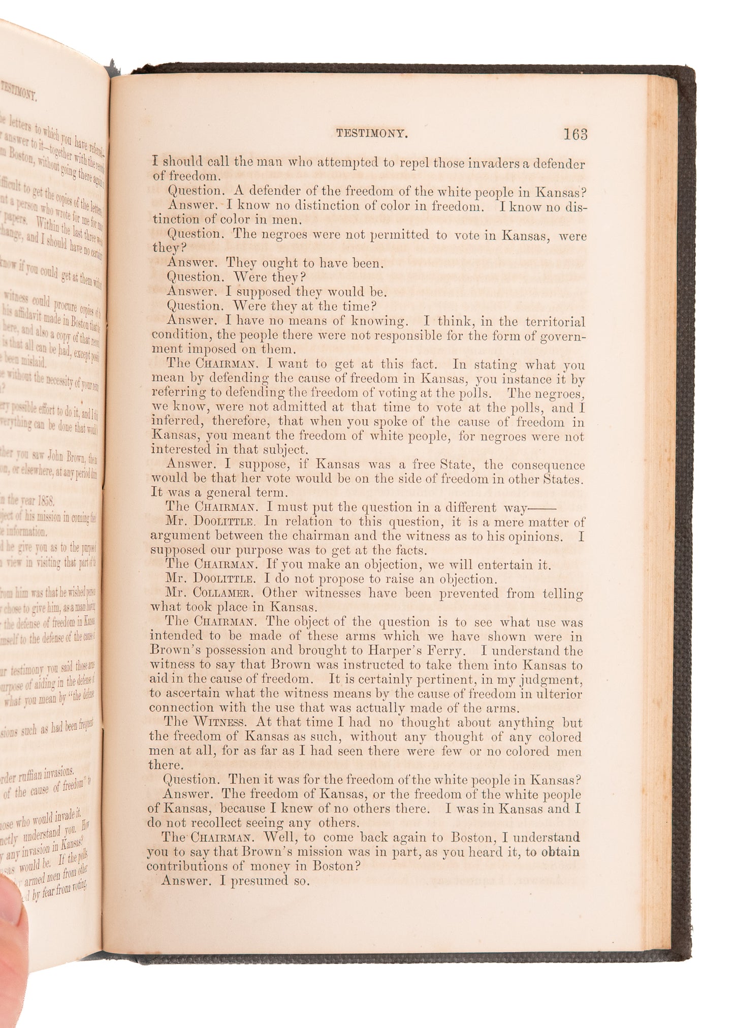 1860 JOHN BROWN. Invasion at Harper's Ferry. Signed Hannibal Hamlin, Abraham Lincoln Vice President.