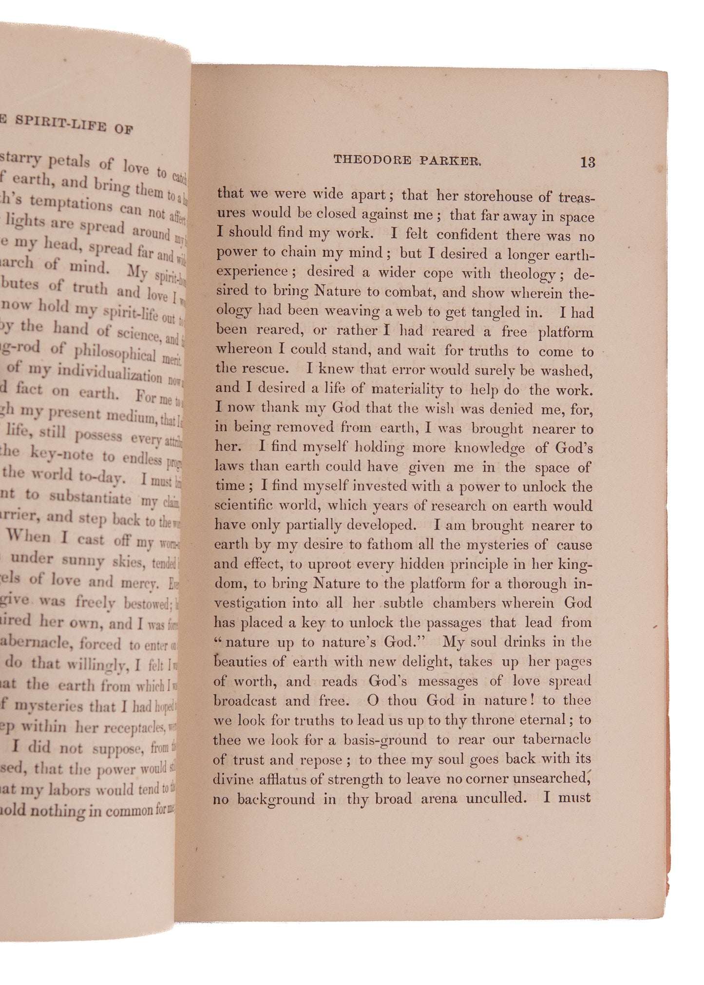 1870 SPIRITISM - LIFE AFTER DEATH. Spirit Life of Theodore Parker - Rare Boston Fire Survivor.