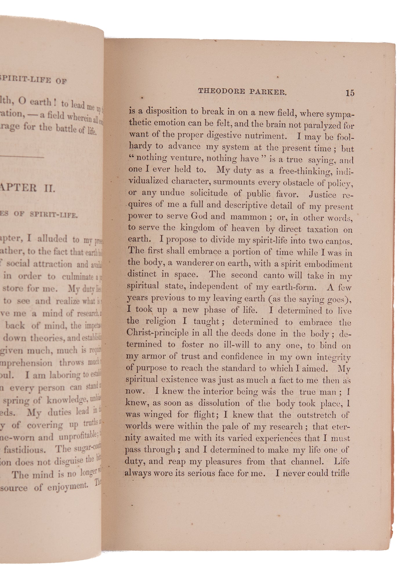 1870 SPIRITISM - LIFE AFTER DEATH. Spirit Life of Theodore Parker - Rare Boston Fire Survivor.