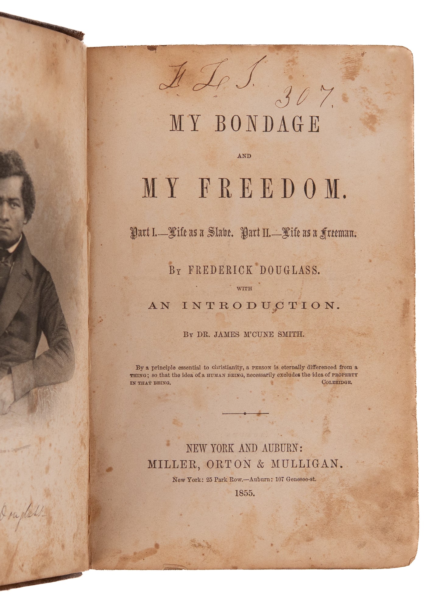 1855 FREDERICK DOUGLASS. My Bondage and My Freedom. First Edition. Slavery and Abolition.