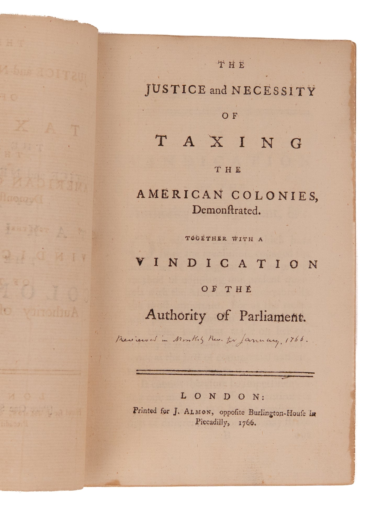 1766 STAMP ACT. Necessity of Taxing the American Colonies - Document that Caused American Revolution.