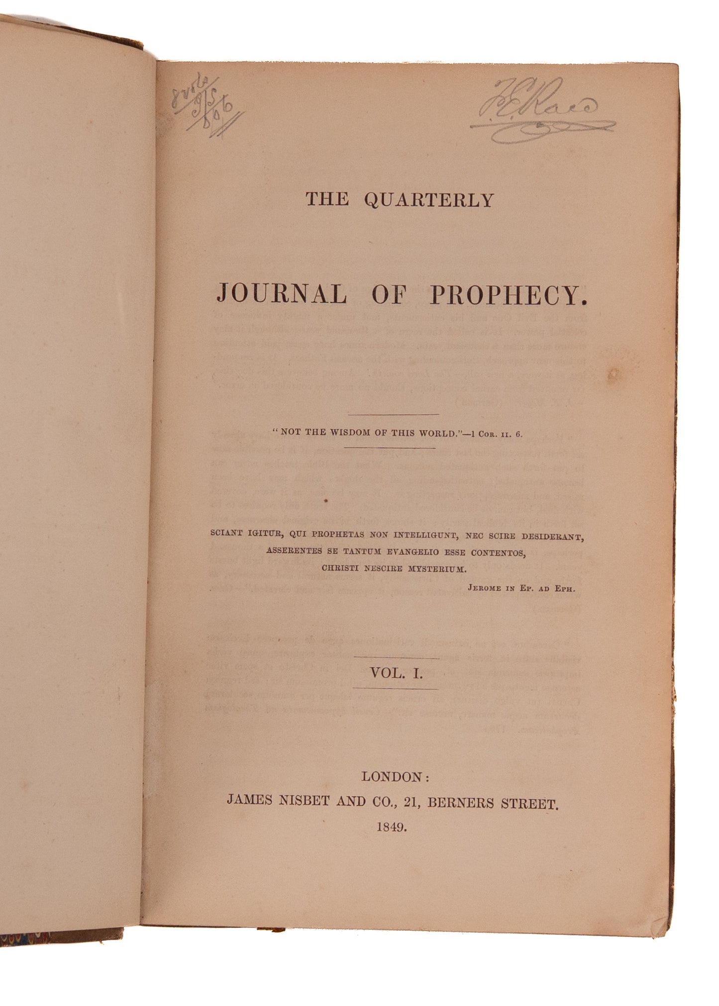 1849-1868 HORATIUS BONAR. Exceptional Run of The Quarterly Journal of Prophecy - Premillennialism.