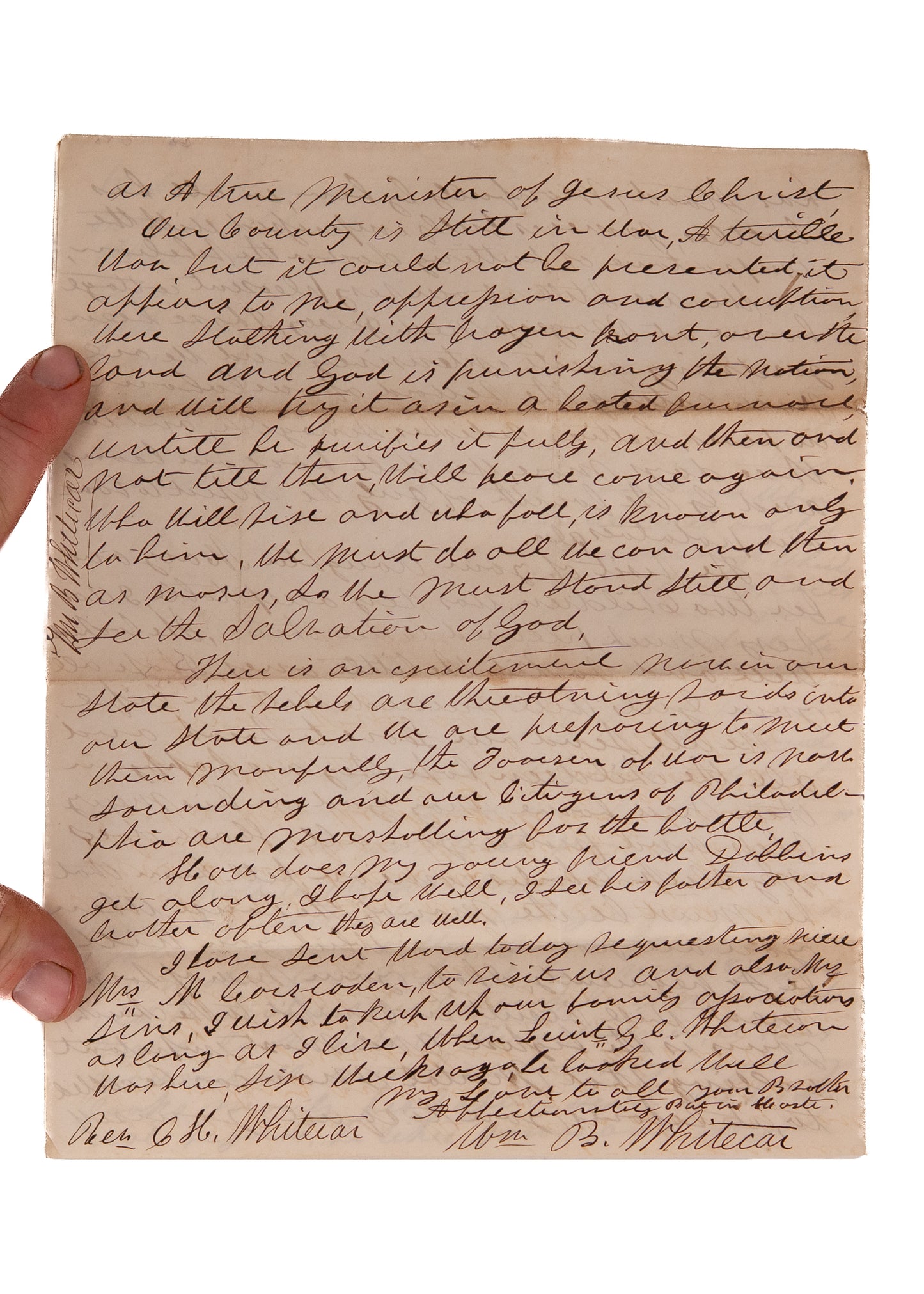 1857-1865 REVIVAL & CIVIL WAR. 200pp of Correspondence Whitecar Brothers on Civi War, Prayer Revival, &c.