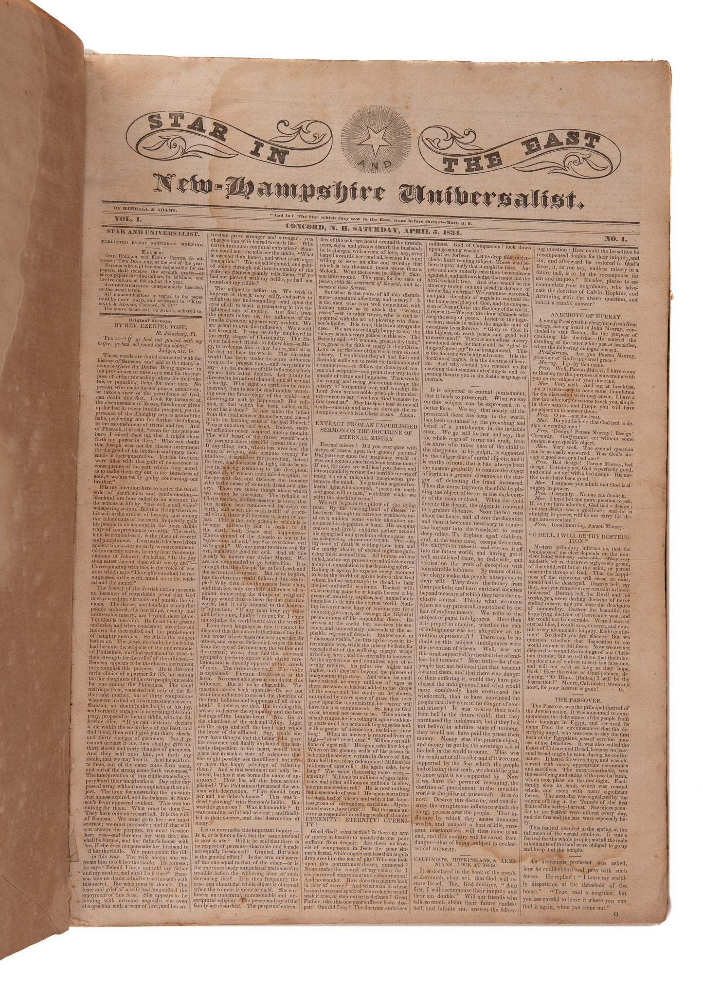 1834-1836 NEW HAMPSHIRE UNIVERSALIST. Is that a Nudie Ghost? Nope. It's a Methodist Streaker!
