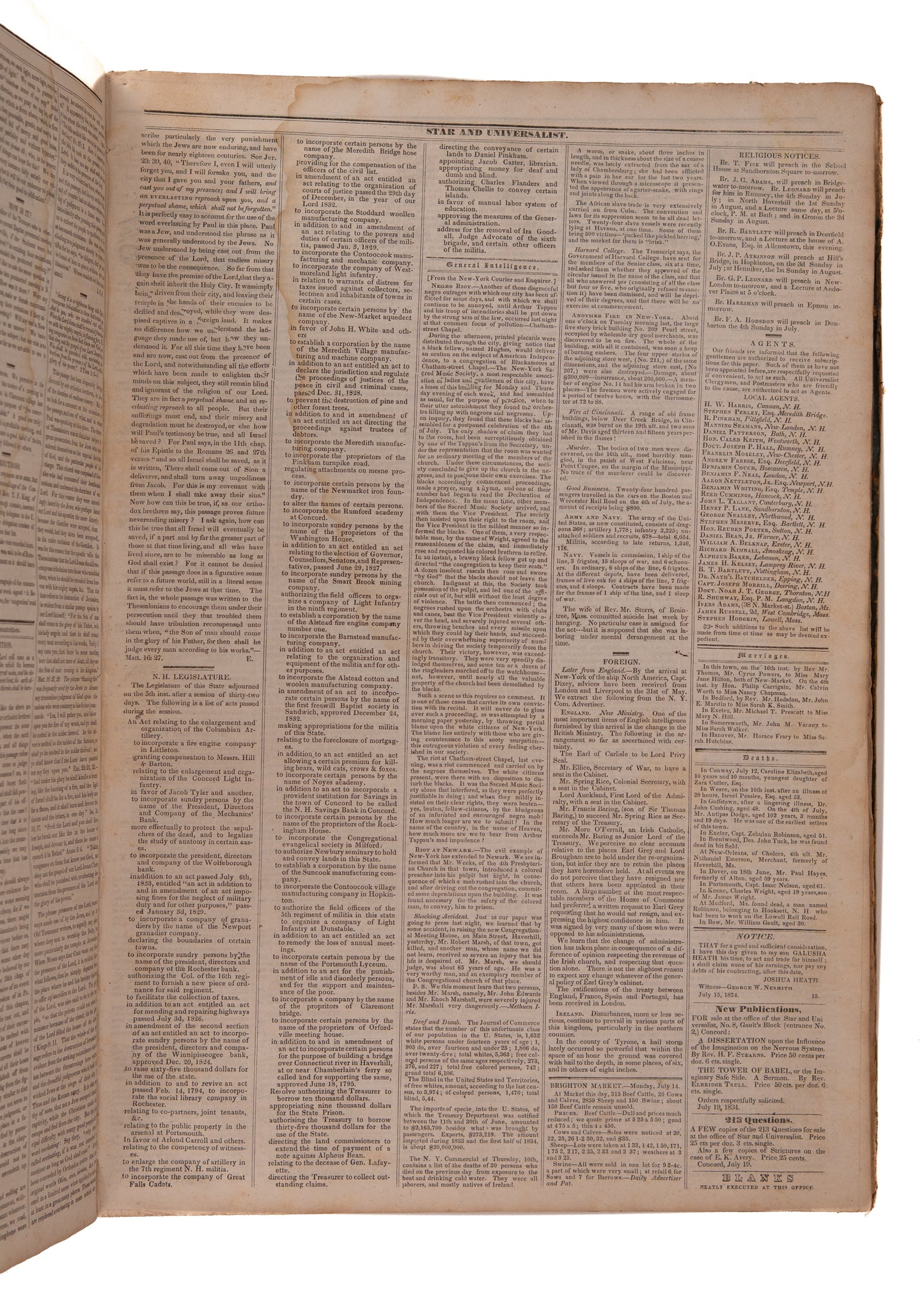 1834-1836 NEW HAMPSHIRE UNIVERSALIST. Is that a Nudie Ghost? Nope. It's a Methodist Streaker!