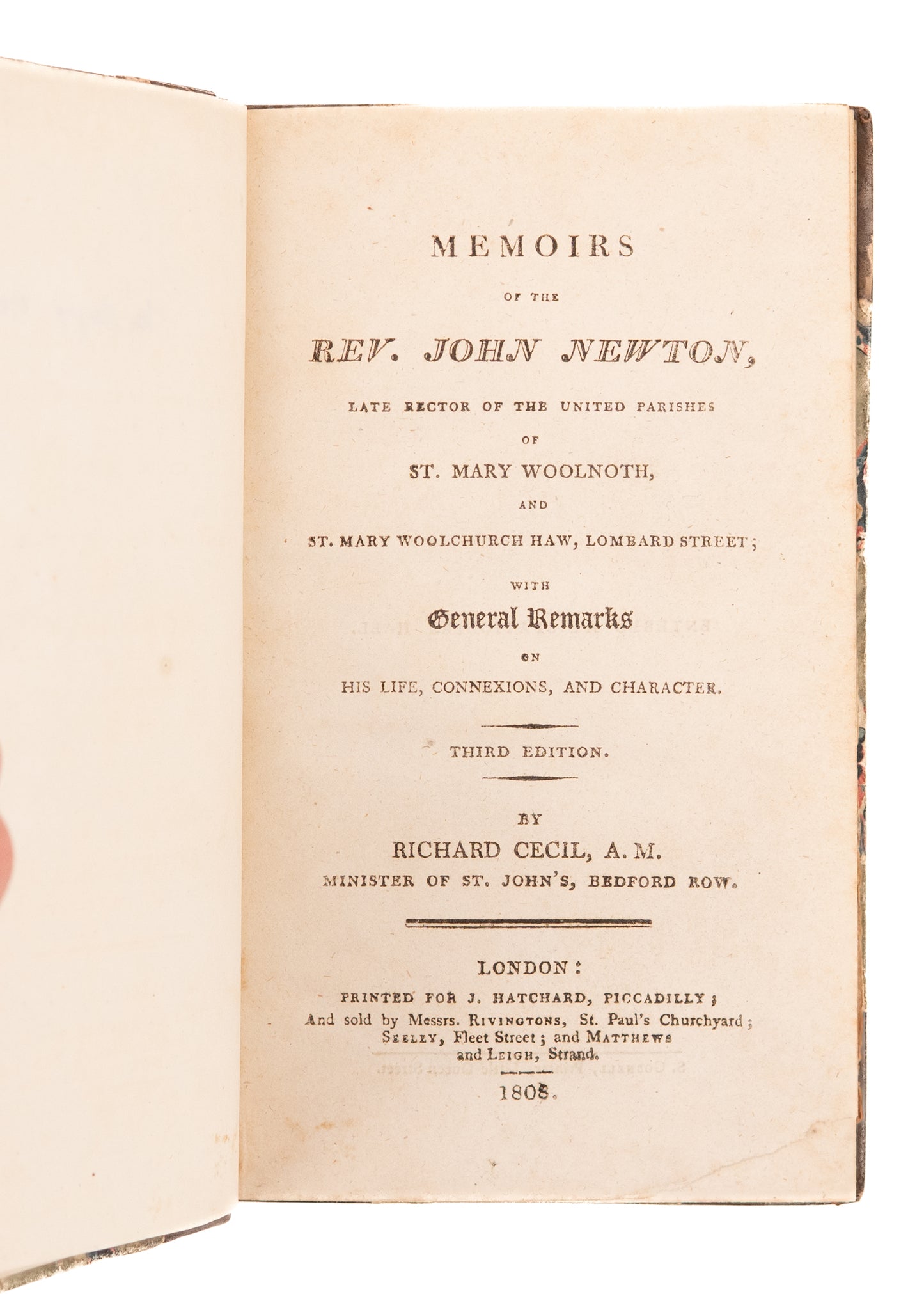 1808 JOHN NEWTON. Memoirs of the Ex-Slaver, John Newton. Early Edition in Fine Binding.