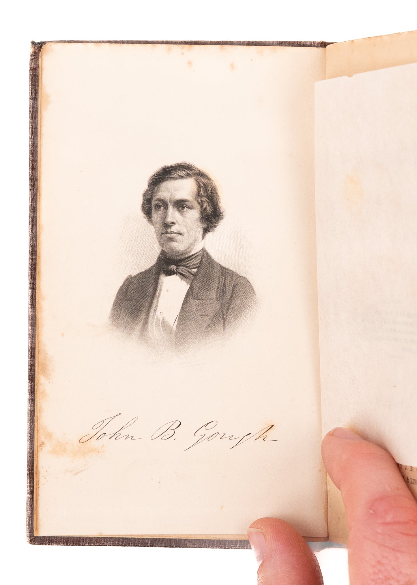 1850 JOHN B. GOUGH. Early Temperance Memoir with Important Temperance Provenance.