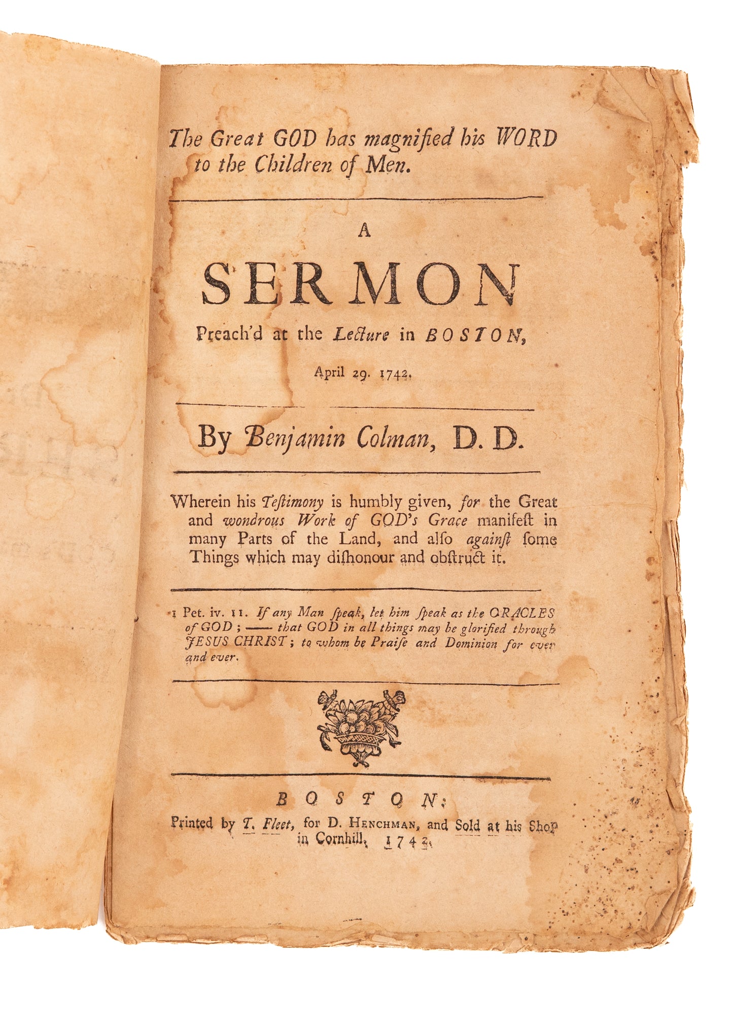 1742 BENJAMIN COLMAN. On Sustainable Religious Revival - "Negroes" in Great Awakening