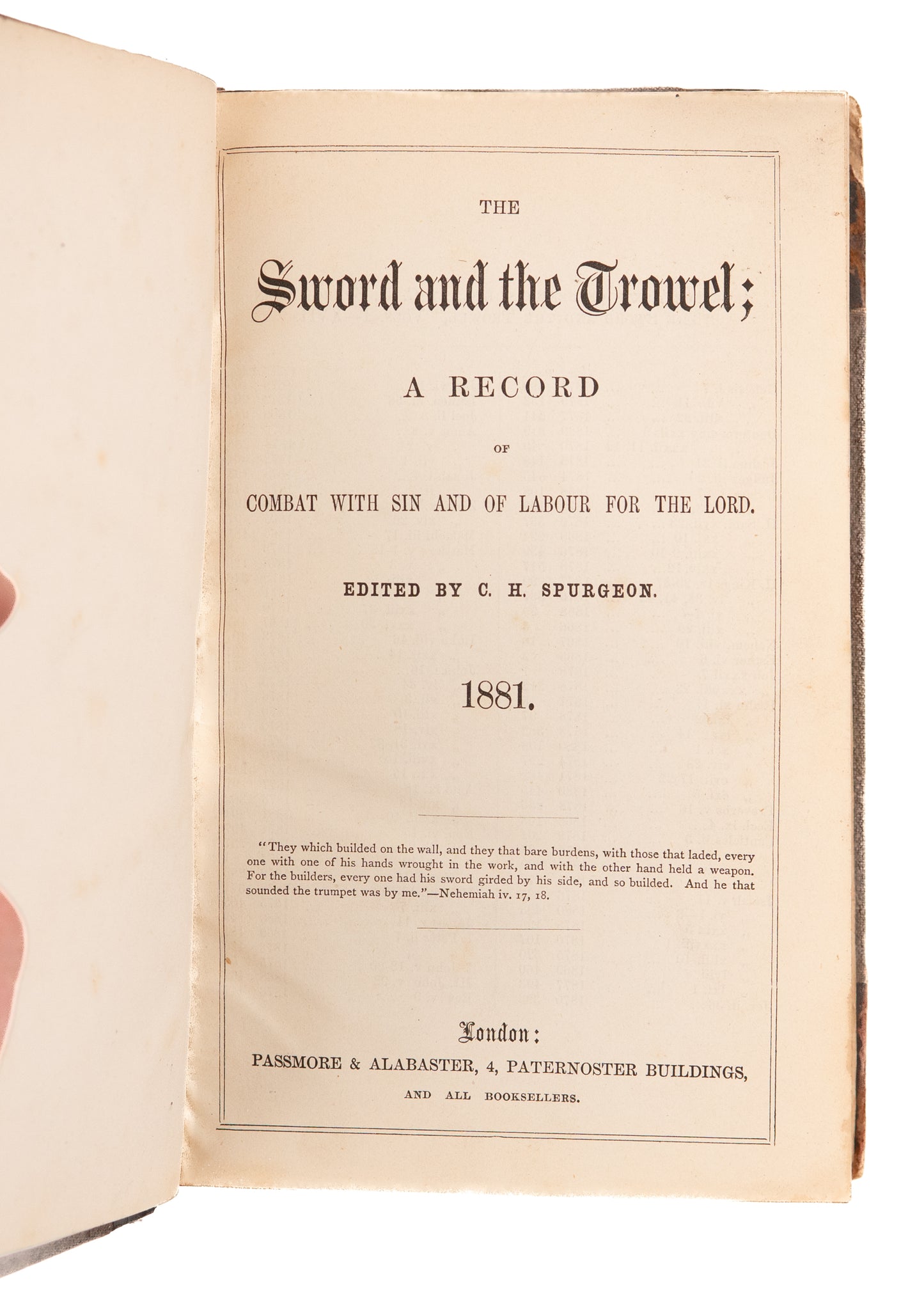 1881 C. H. SPURGEON. The Sword and Trowel for 1881. Rare. Excellent Content.