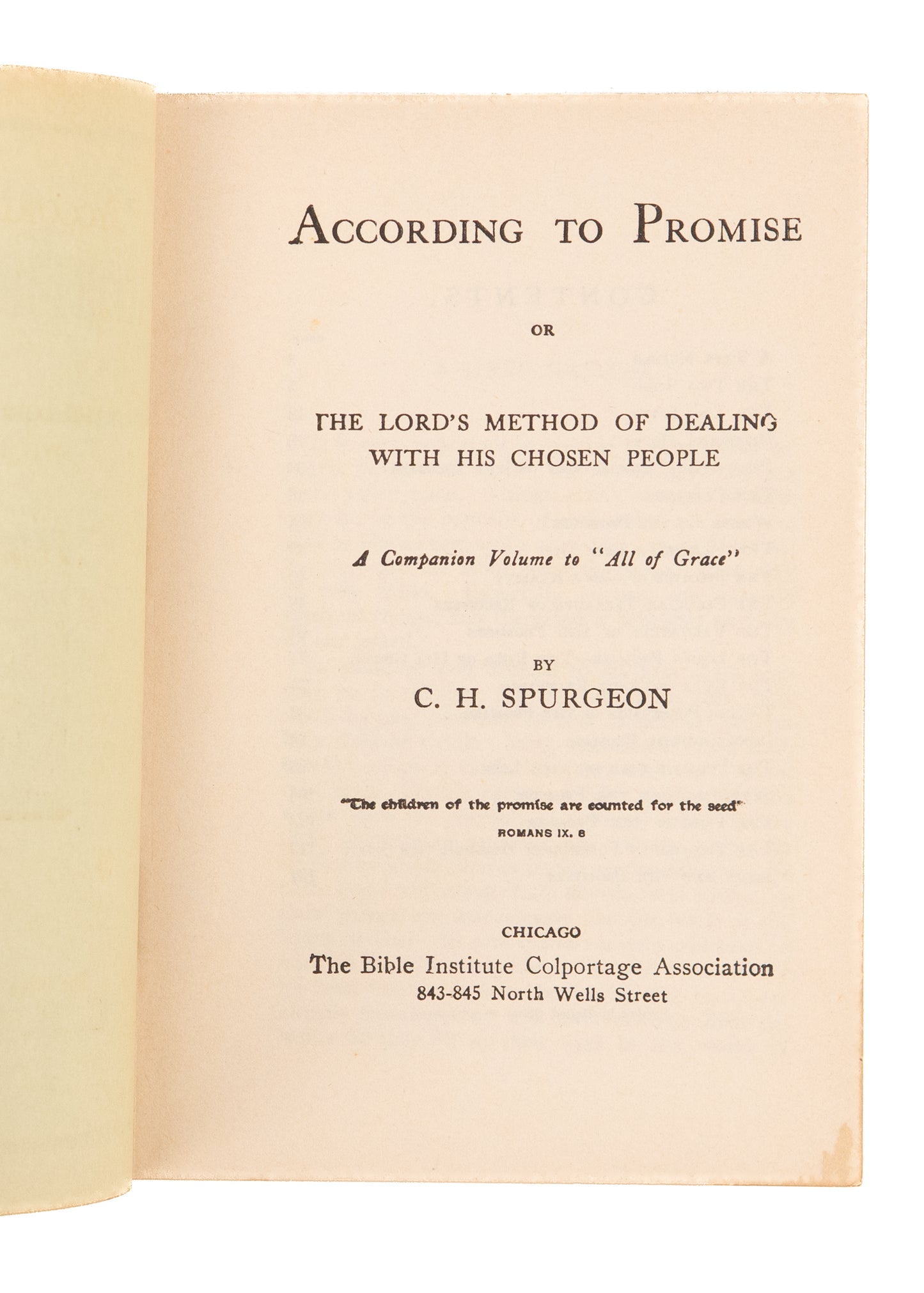 1900. C. H. SPURGEON. According to Promise. Charming in Wraps.