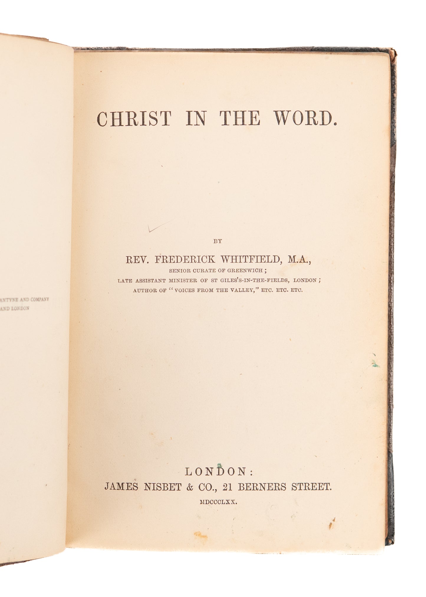 1870 FREDERICK WHITFIELD. Christ in the Word. Excellent Work.