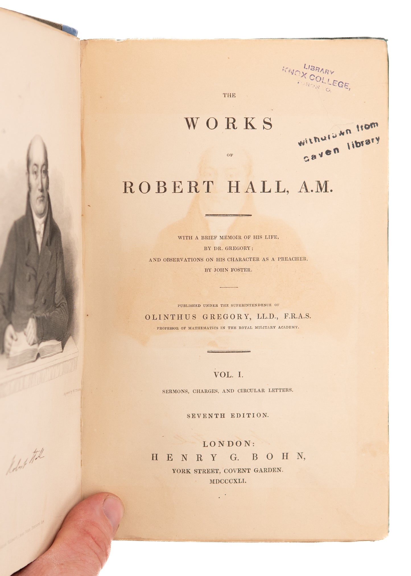 1841 ROBERT HALL. The Works of Robert Hall. Baptist Classic in Six Volumes.