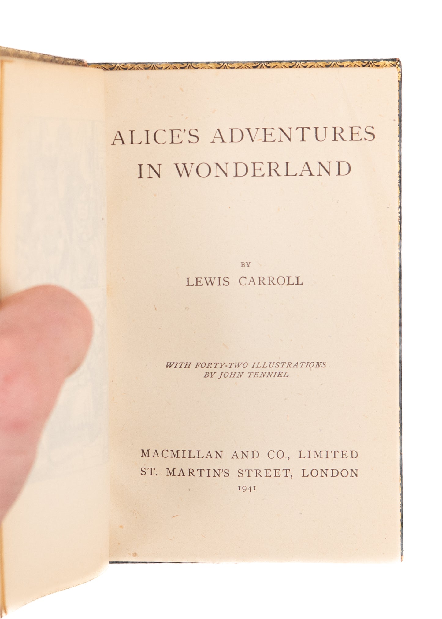 1941 LEWIS CARROLL. Alice's Adventures In Wonderland in Exceptional Riviere Binding.