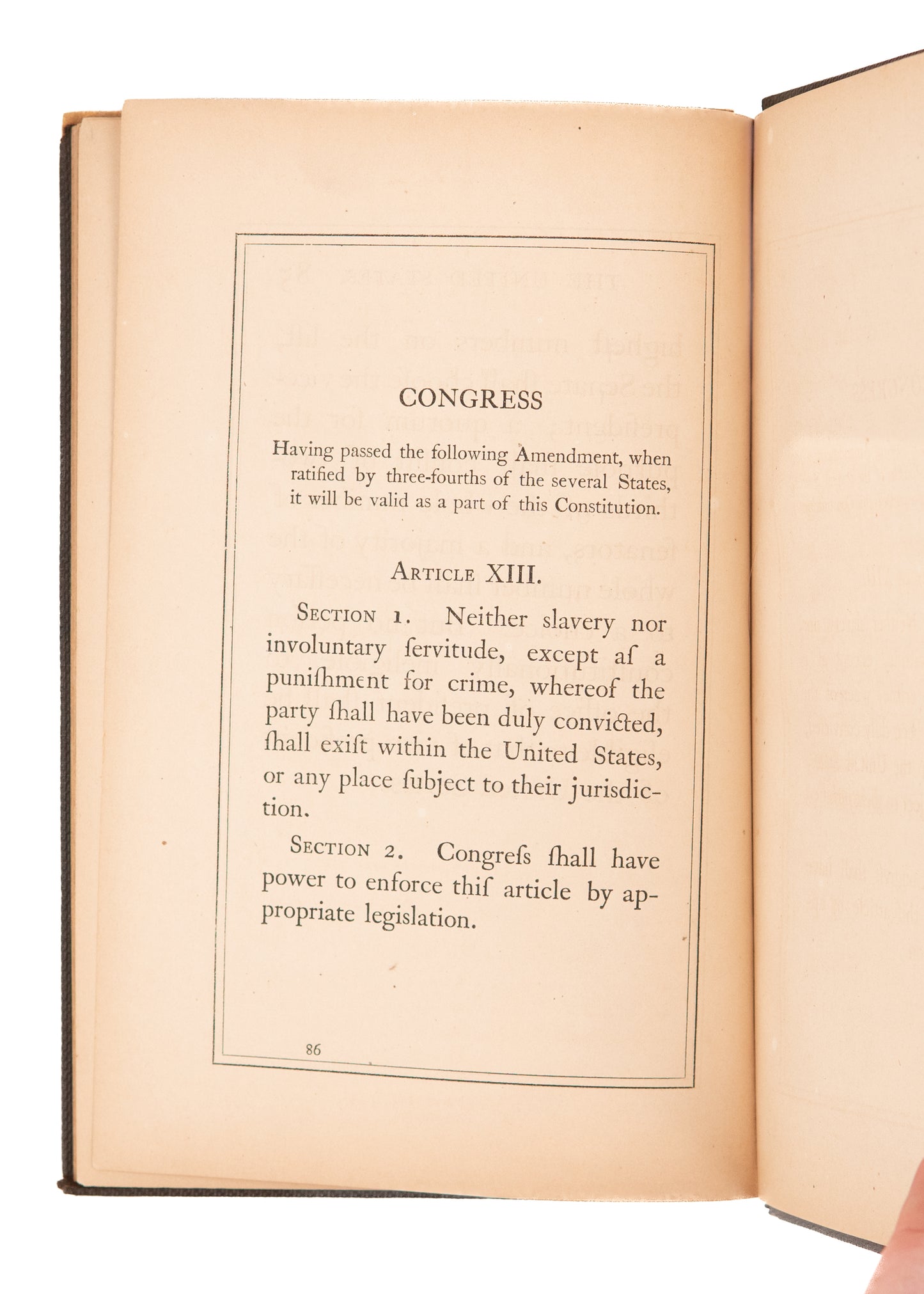 1865 THIRTEENTH AMENDMENT - SLAVERY. The First Book-Form Appearance of the Thirteenth Amendment.