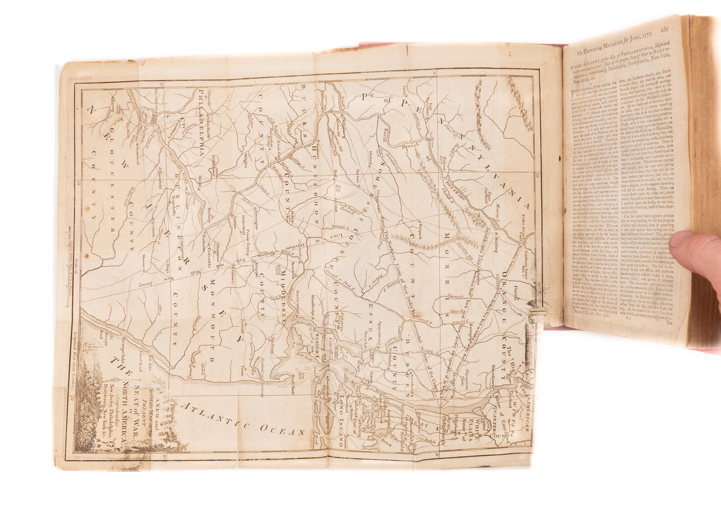 1777 REVOLUTIONARY WAR MAP. The Universal Magazine. Excellent Content. Benjamin Franklin &c.