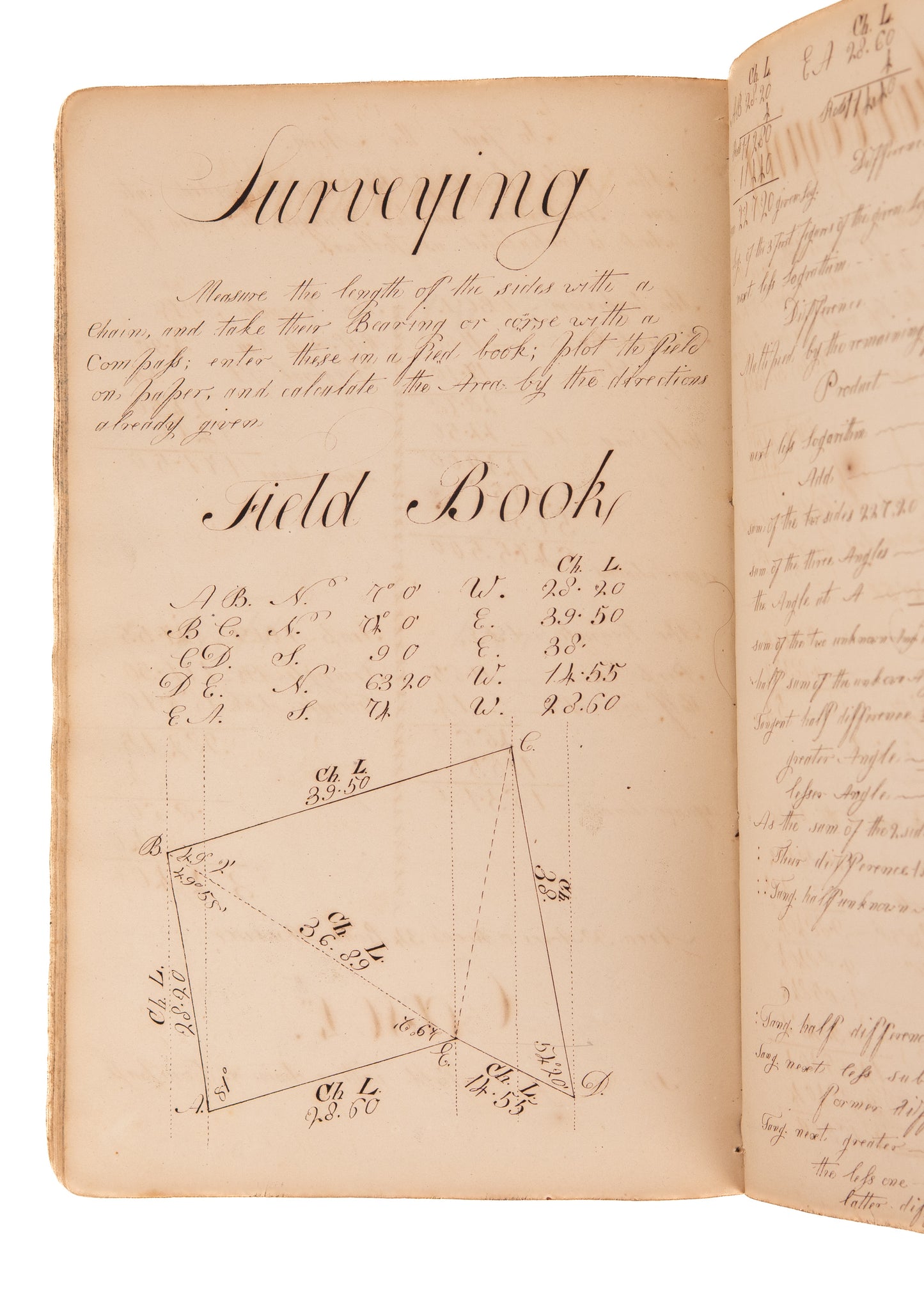 c.1790's SURVEYING MSS. 70pp Manuscript on Surveying Methods by Revolutionary War Veteratn