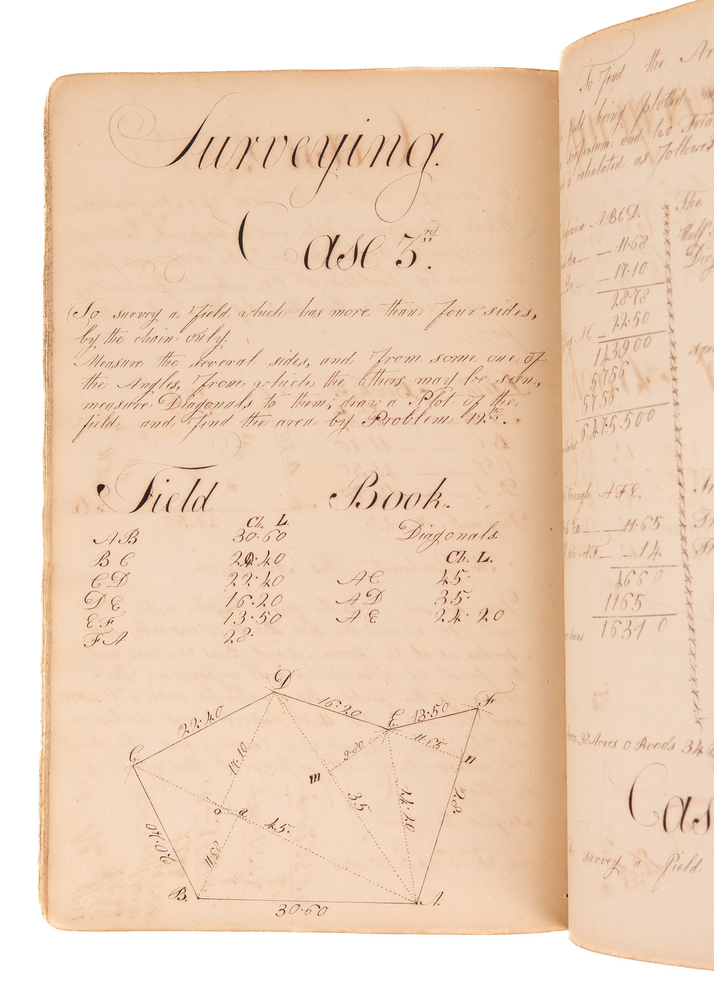 c.1790's SURVEYING MSS. 70pp Manuscript on Surveying Methods by Revolutionary War Veteratn