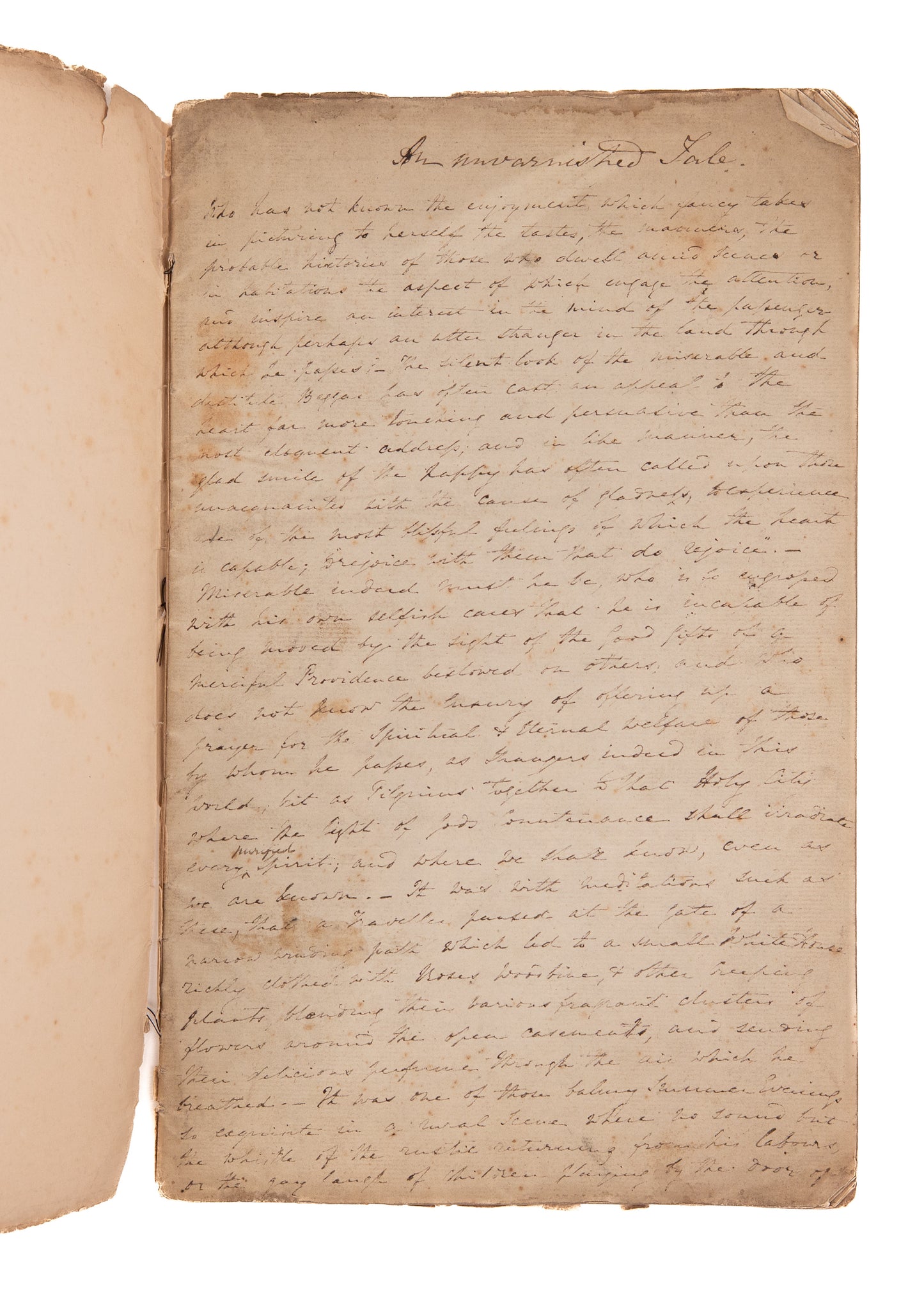 1824 UNPUBLISHED 35pp MSs. A Tale Inducing Christians to Care for Orphans of Industrial Revolution.