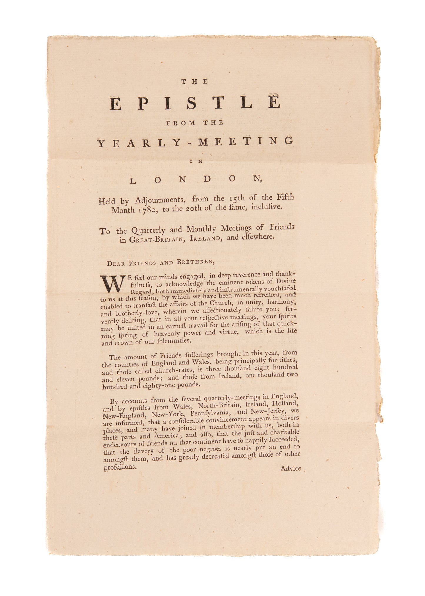 1780 AMERICAN REVOLUTION & QUAKERS. Quakers Urged to Chose the Ancient Way over Patriotism & Nationalism