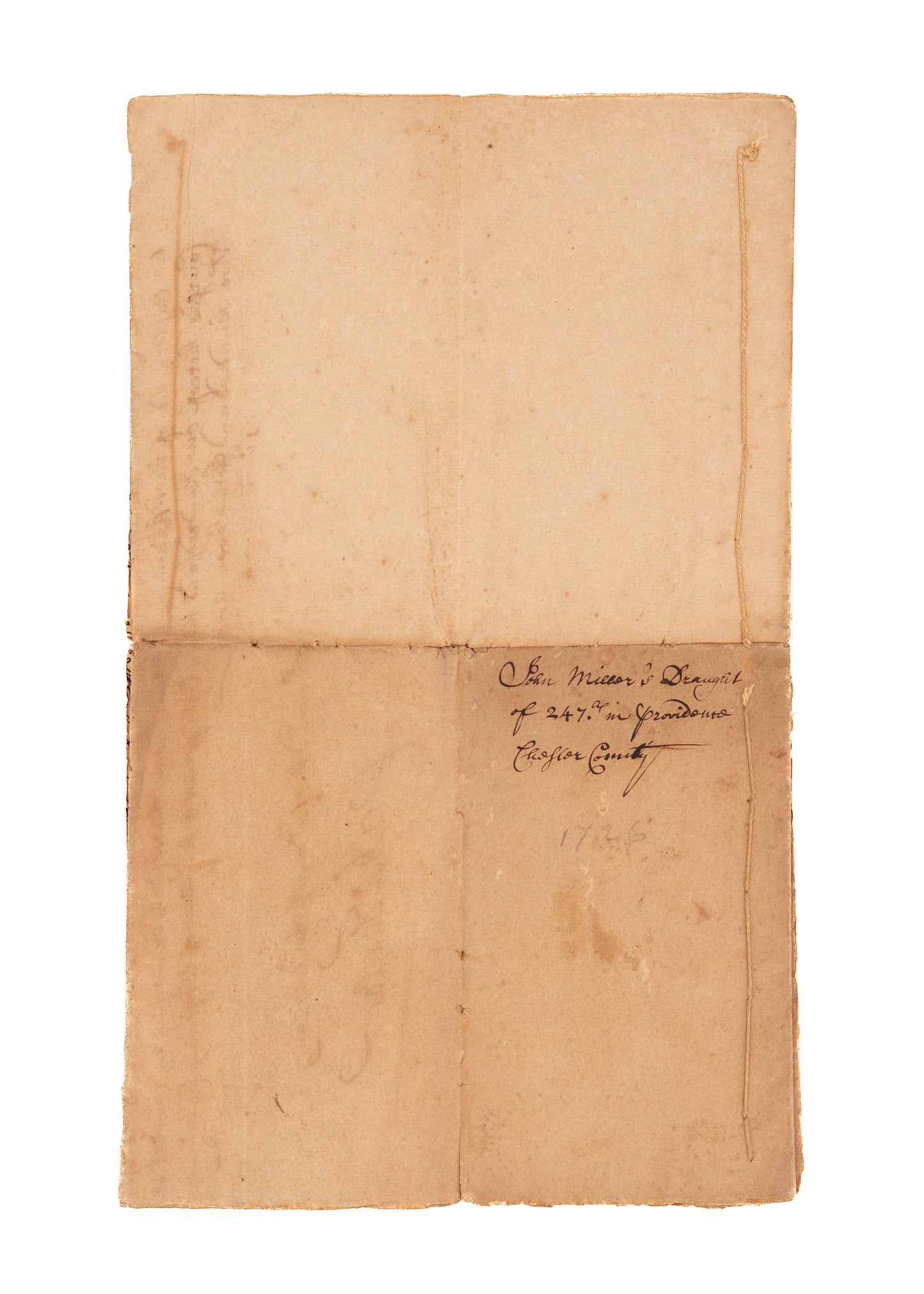 1726 WILLIAM PENN - HOLY EXPERIMENT. Early Land Grant to Quakers for "Providence" Pennsylvania.
