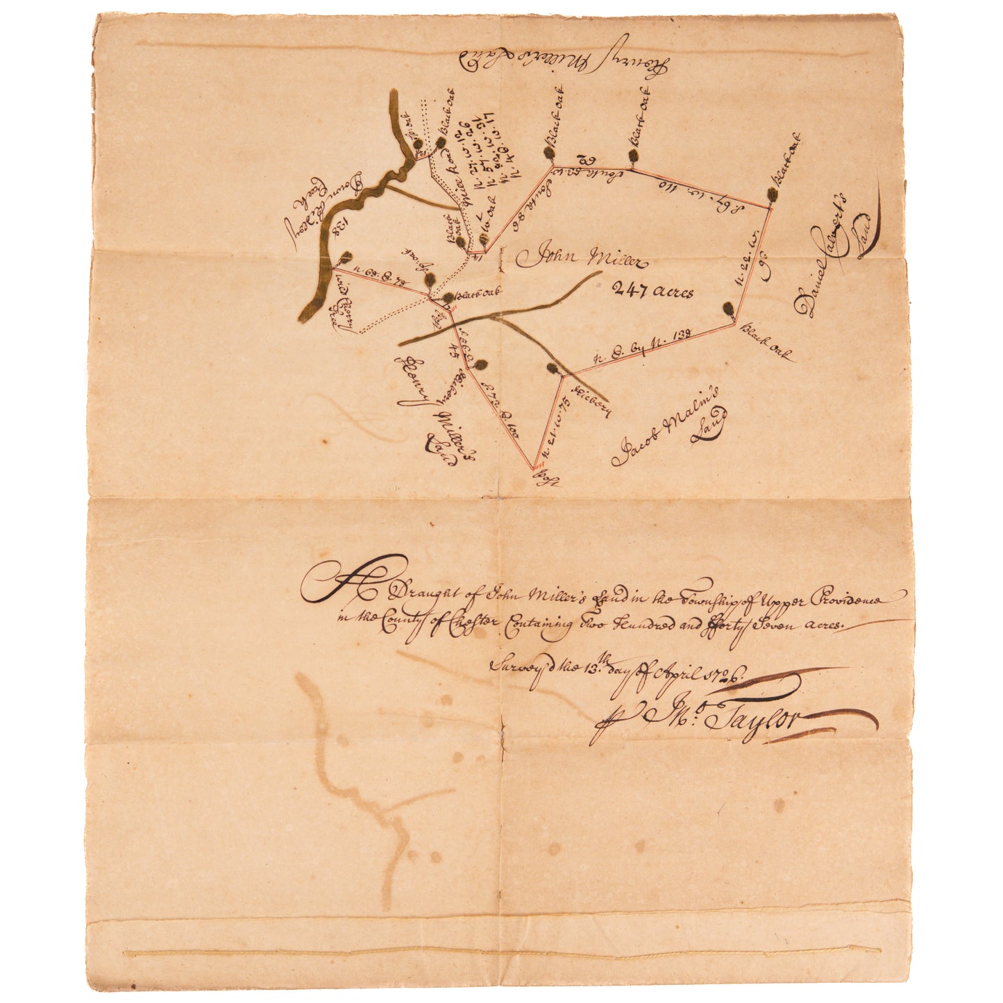 1726 WILLIAM PENN - HOLY EXPERIMENT. Early Land Grant to Quakers for "Providence" Pennsylvania.