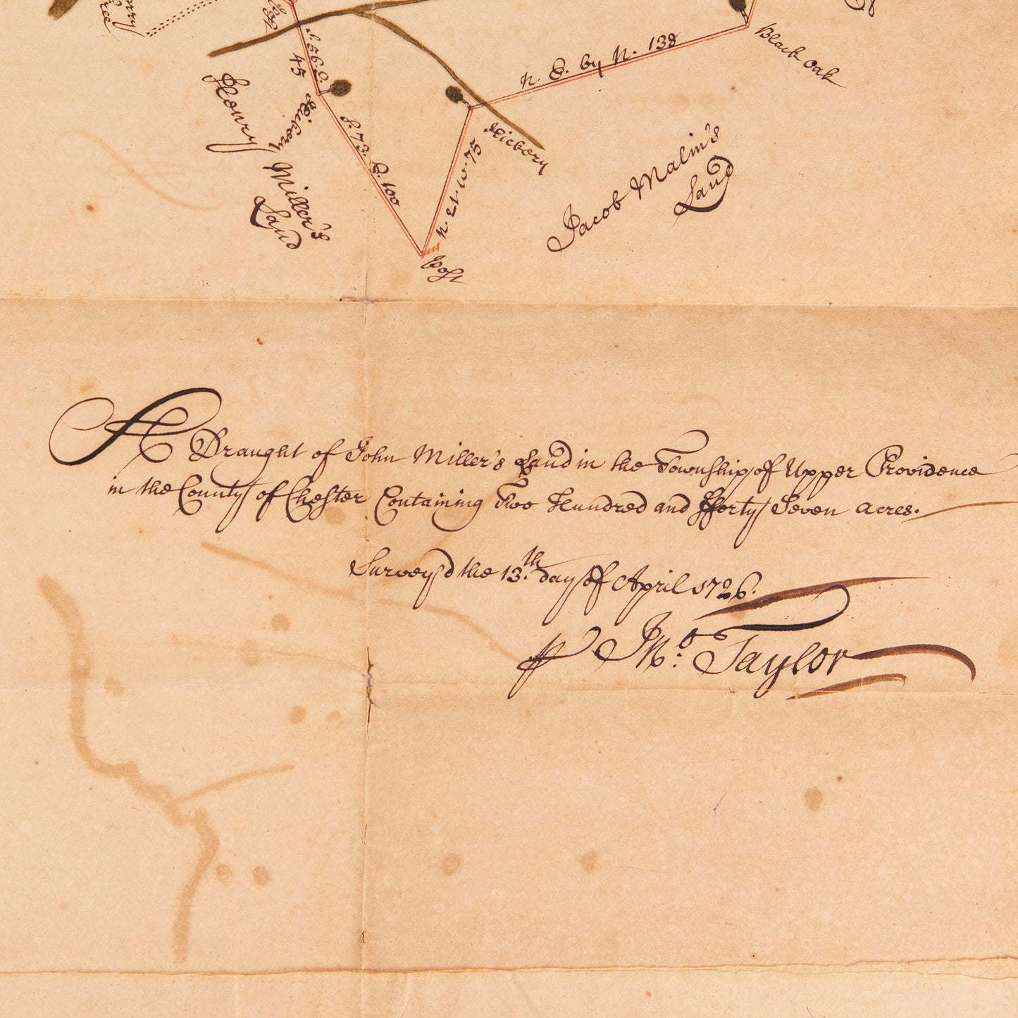 1726 WILLIAM PENN - HOLY EXPERIMENT. Early Land Grant to Quakers for "Providence" Pennsylvania.