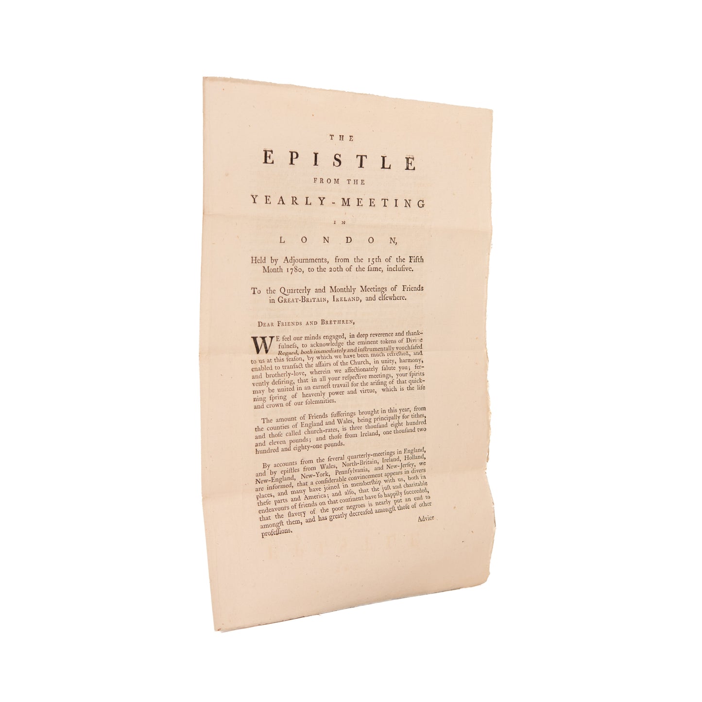 1780 AMERICAN REVOLUTION & QUAKERS. Quakers Urged to Chose the Ancient Way over Patriotism & Nationalism